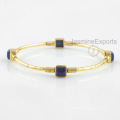 Beautiful 18k Gold Lapis Bangle, 925 Sterling Silver Bangles Jóias para fornecedor de atacado